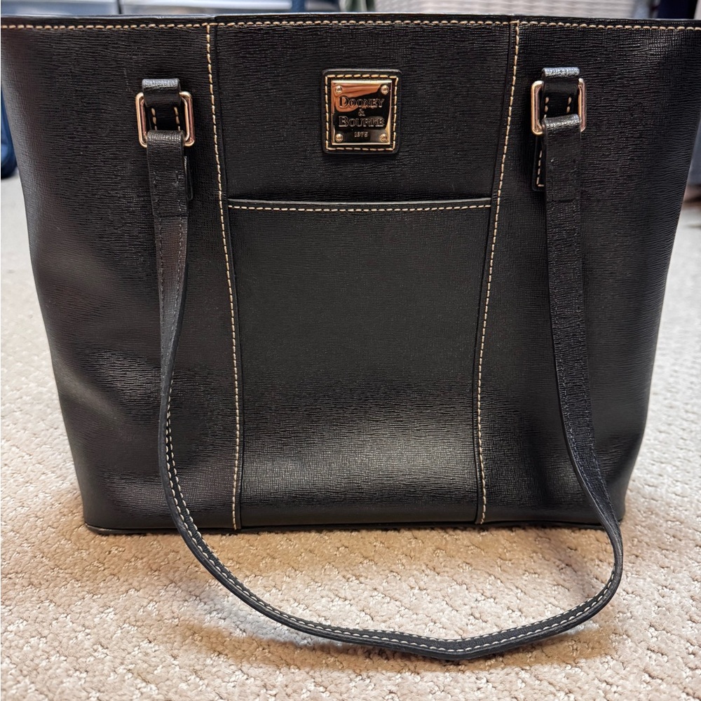 Dooney & Bourke Black Tote with Contrast Stitching